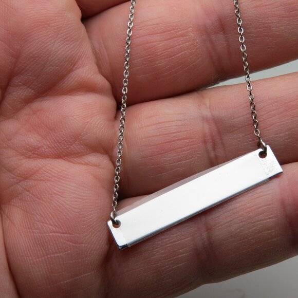 *925 Sterling Silver ID Name plate Necklace - Picture 3 of 5